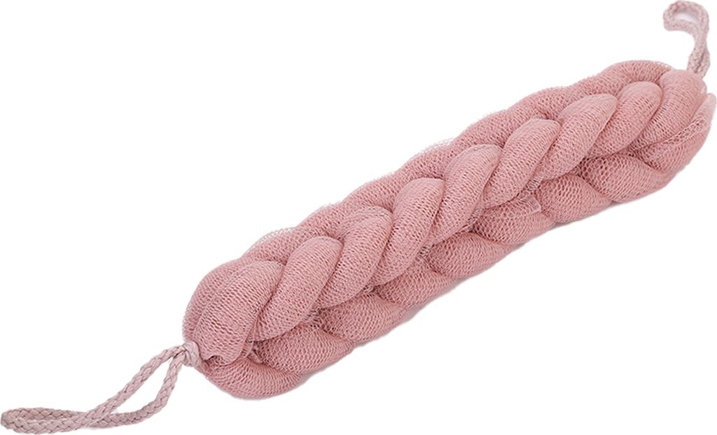 Hinterbadschwamm dehnbar hautfreundlicher PE-Peeling Peeling loofah Rückenschrubbe für Badezimmer-Graurosa