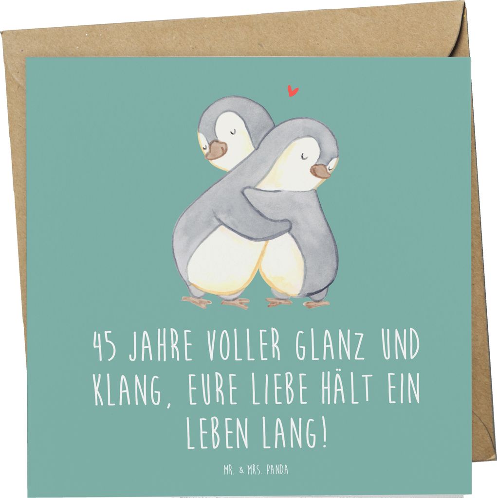 Mr. & Mrs. Panda Glückwunschkarte 45. Hochzeitstag Messinghochzeit - Meeresbrise - Geschenk, Klappkarte, doppelkarte, faltkarte, unvergesslich, Ju...