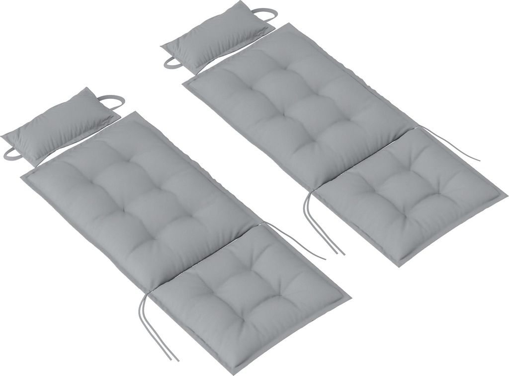 2er Set Auflage für Sonnenliege Wasserabweisend Liegenauflage für Gartenliege Polsterauflage 50x116x5 cm, Hellgrau