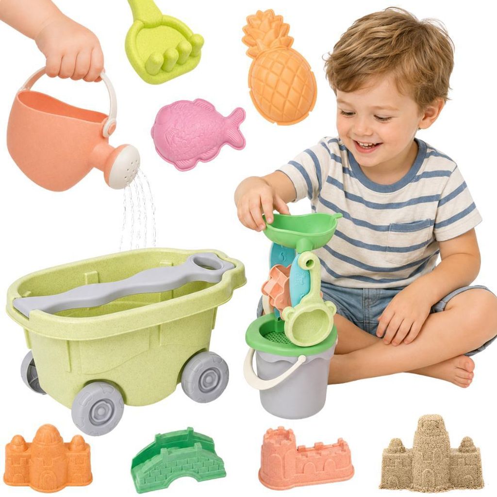 Woopie Green Sand Spielset mit Wagen, 13-teilig, biologisch Produktbild 