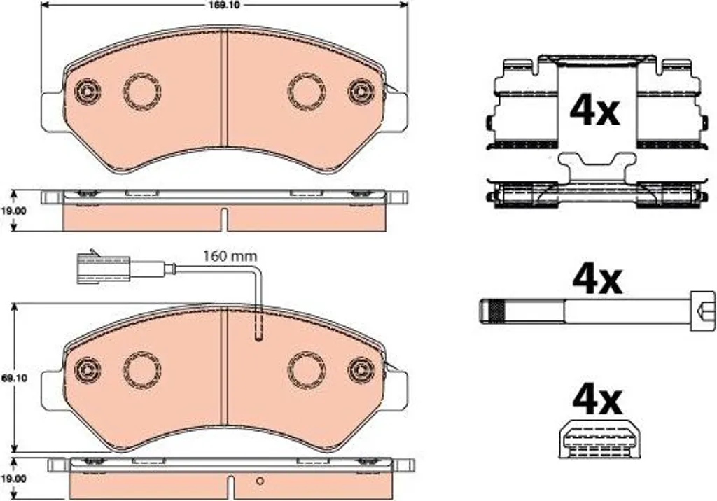 Plaquettes de frein TRW GDB2072 pour Jumper et Boxer OE 1673603580