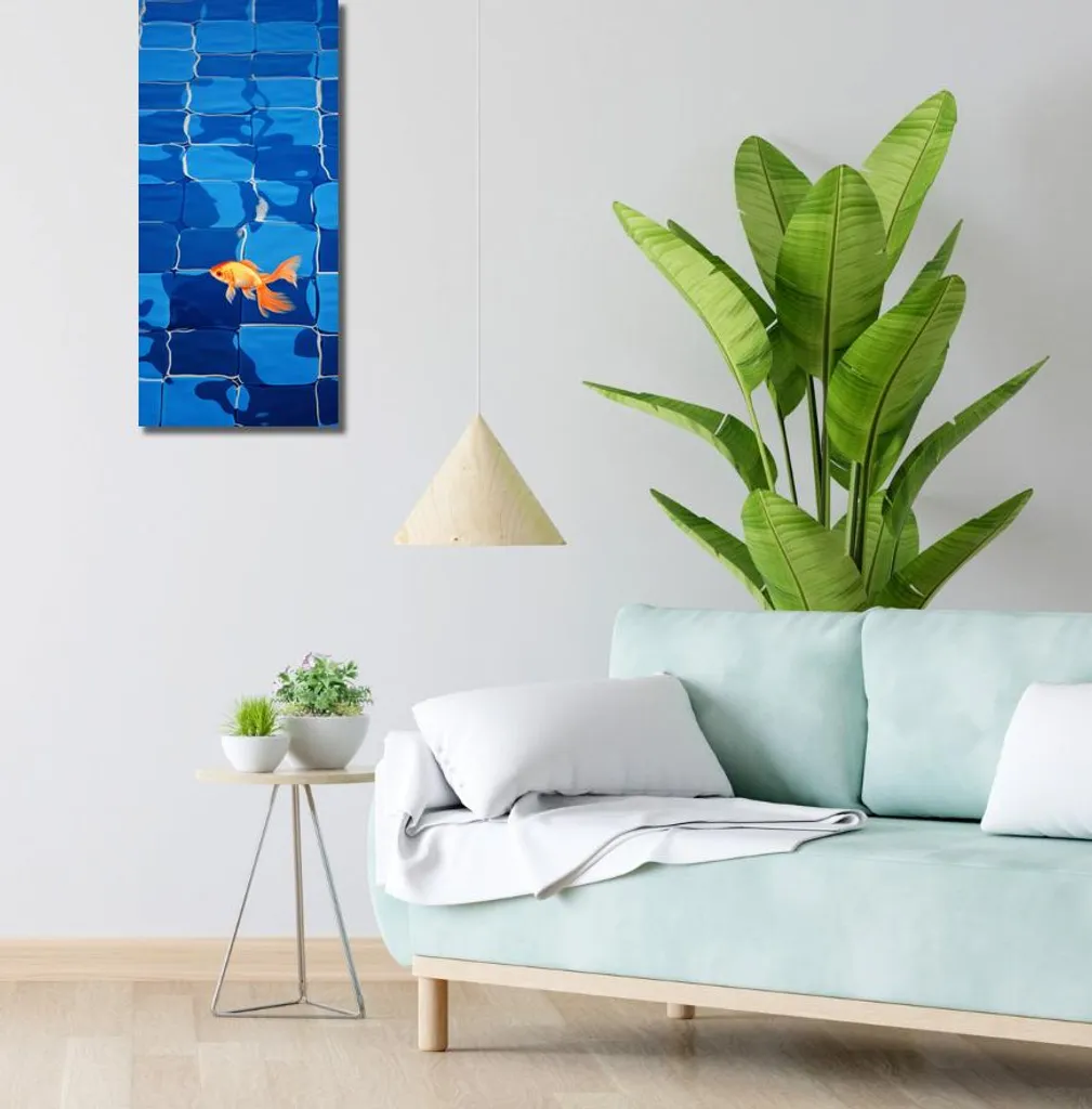 Tableau déco 30x70 Solitude dorée peau de poisson pour salon moderne