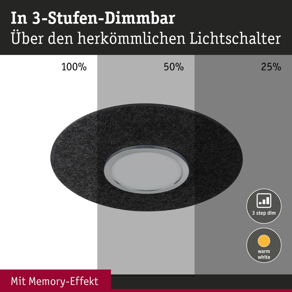 Paulmann Tulga LED Plafonnier extra plat avec technologie basse conso