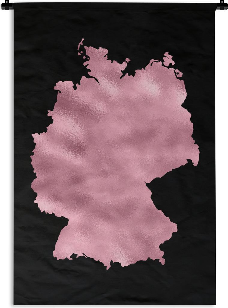 MuchoWow Wandteppich Wandbehang Karte - Deutschland - Rosa 120x180 cm Tapisserie Dekoration Wandtuch - Schlafzimmer - Dekorationen für das Haus