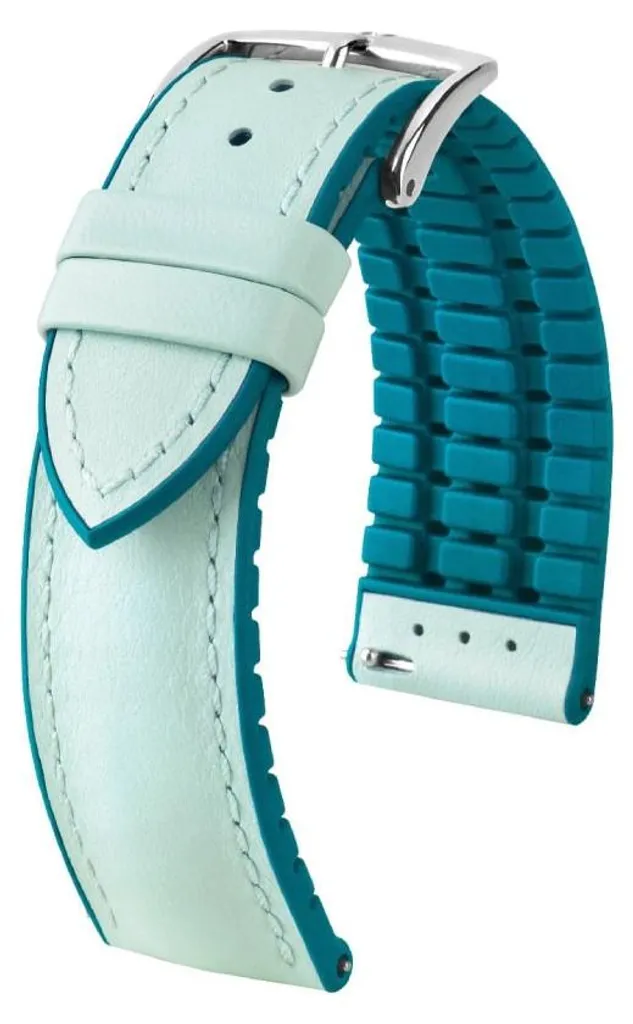 Bracelet de montre Hirsch LINDSEY 20mm en cuir et caoutchouc bleu