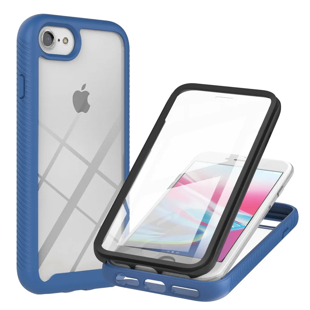 Custodia iPhone SE 2020 8 7 6s Protezione 360 Blu Antiurto TPU