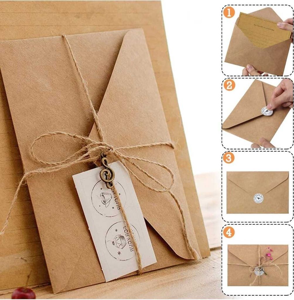 60 Stücke Vintage Schreiben Briefpapier und Umschläge Set Produktbild 8