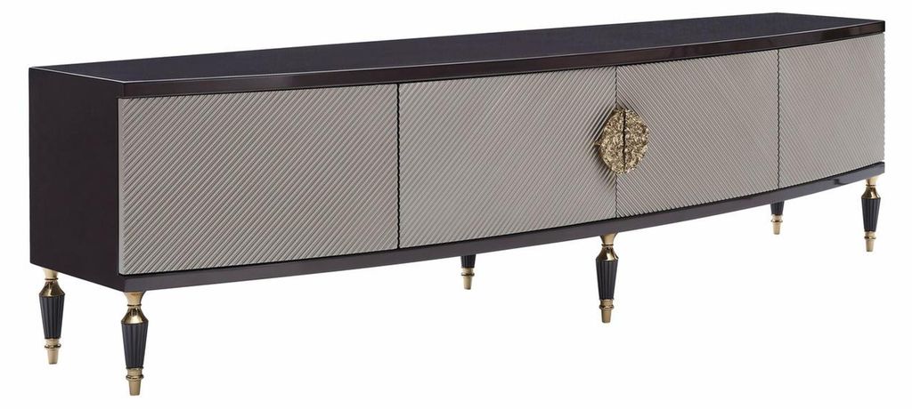 Sideboard RTV Lowboard TV Ständer Schrank Holz Grau Wohnzimmer