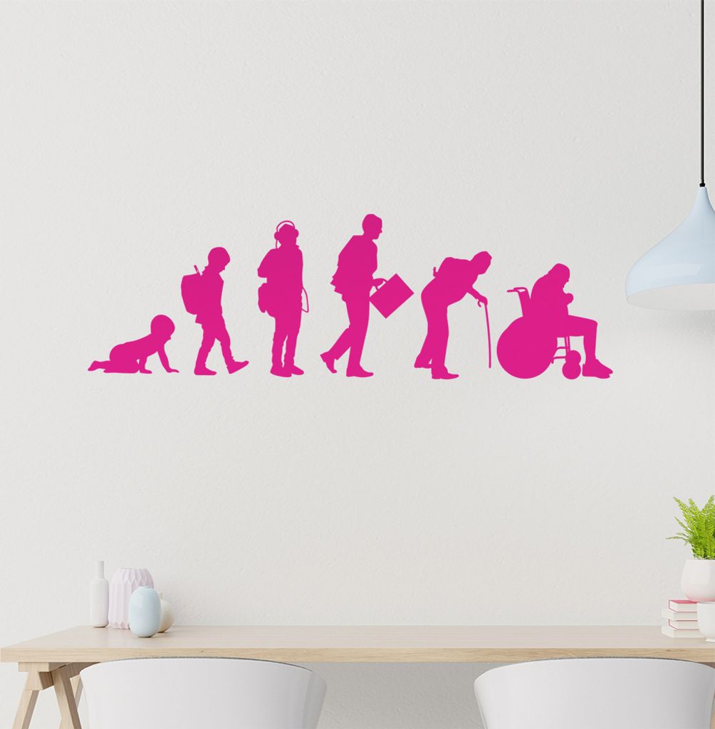 Evolution Modernes Leben Wandtattoo Wandaufkleber Wall Sticker - Dekoration, Küche, Wohnzimmer, Schlafzimmer, Badezimmer