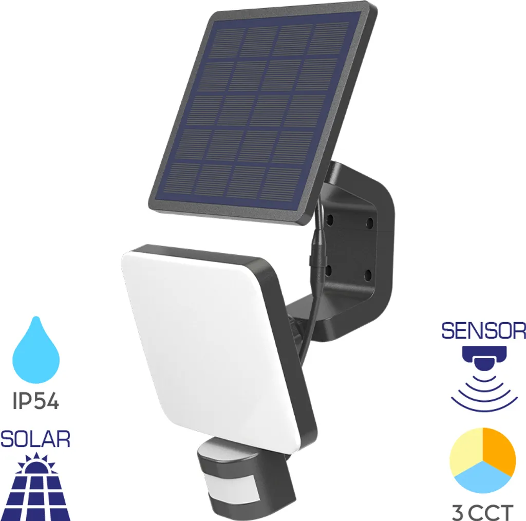 Applique Solaire 1500lm avec 3 Couleurs de Lumière et Capteur de Présence