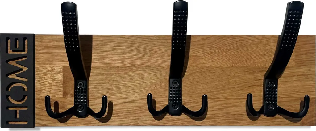 Porte-manteau mural gain de place en chêne pour entrée moderne 40 cm