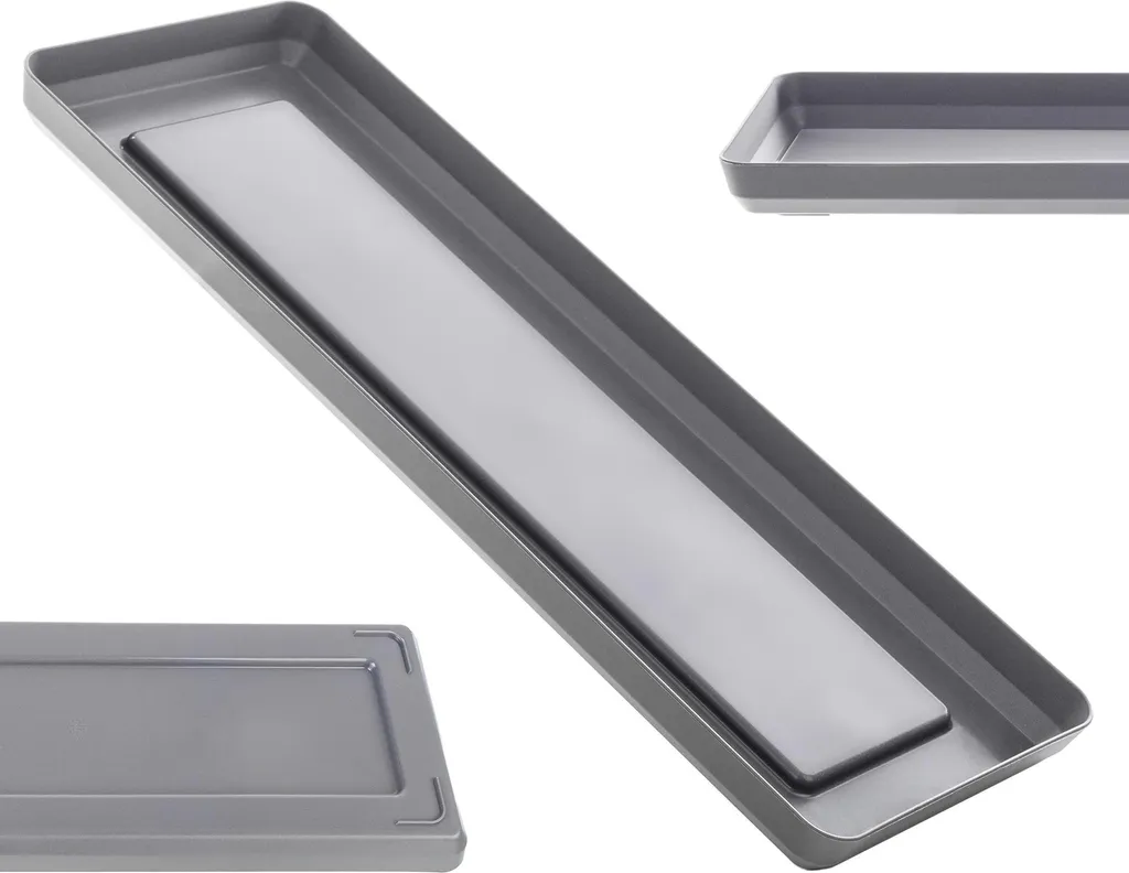 Bac à fleurs rectangulaire pour balcon plastique gris clair petit format