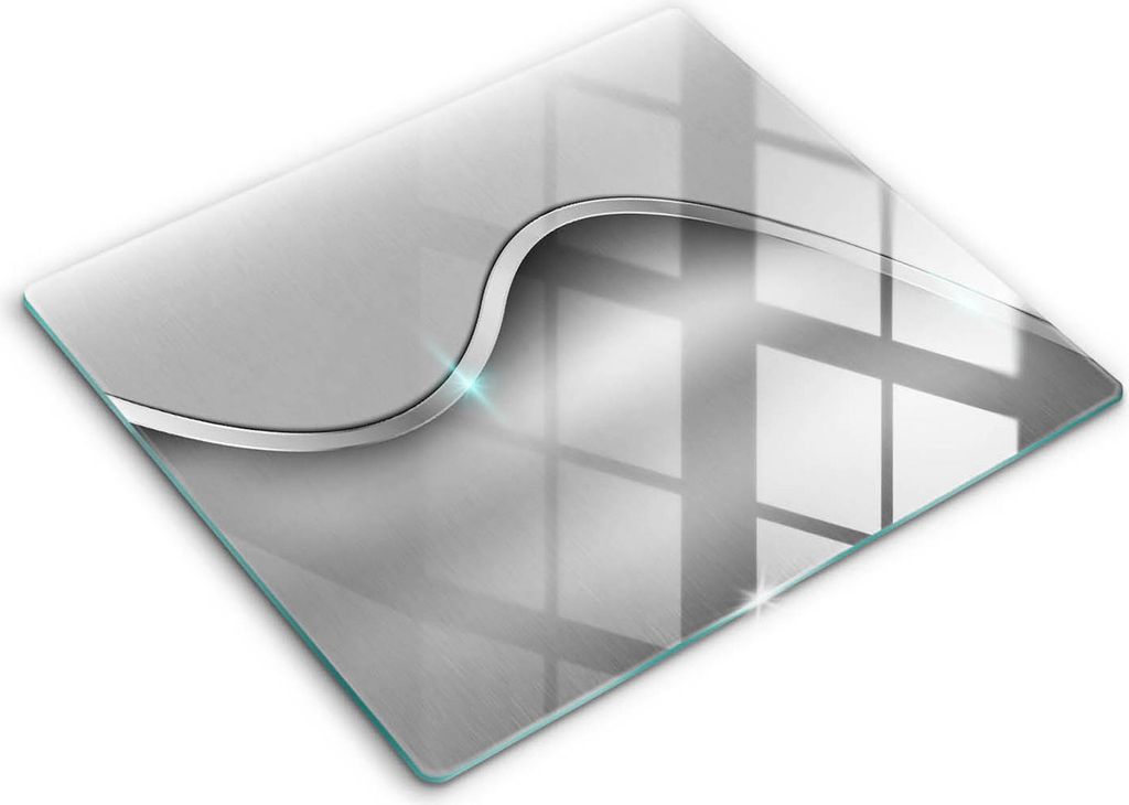 Glasschneideplatte - Herdabdeckplatte - 60x52 - Schneidebrett - Spritzschutz - Metallabstraktion