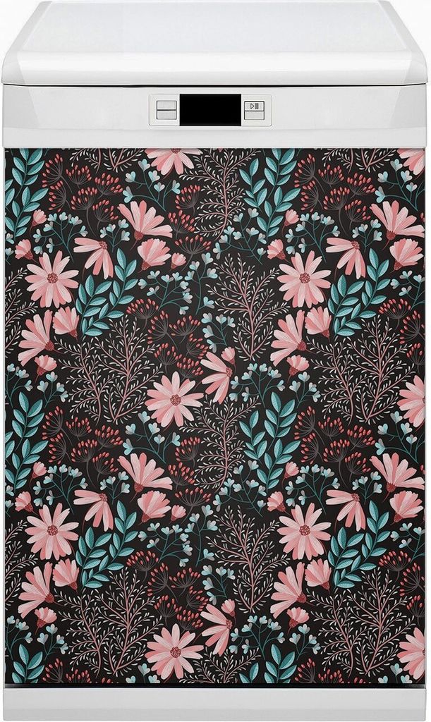 Magnete Dekorative Magnet Folie für Geschirrspüler 45x80 cm Küche - Blumen Vintage