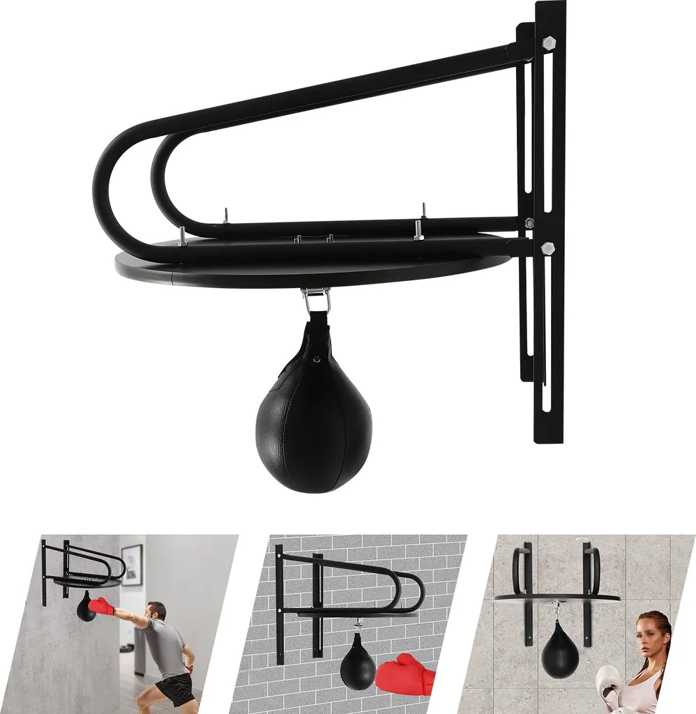 Ballon de boxe noir hauteur réglable et installation murale durable