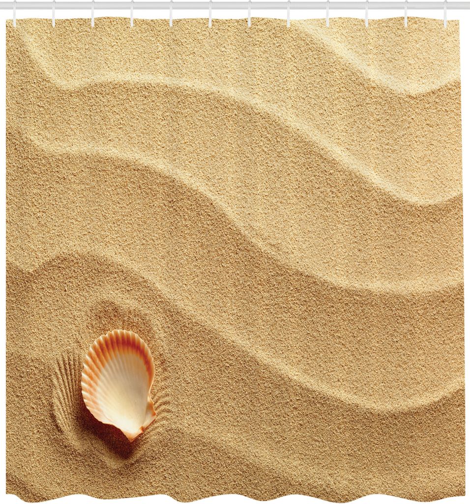 ABAKUHAUS Muscheln Duschvorhang, Wenig Seashell Auf Goldenem Sand Geistigem Seetier Küsten Thema Strand Kunst Druck, Stoffliches Gewebe Badezimmer...
