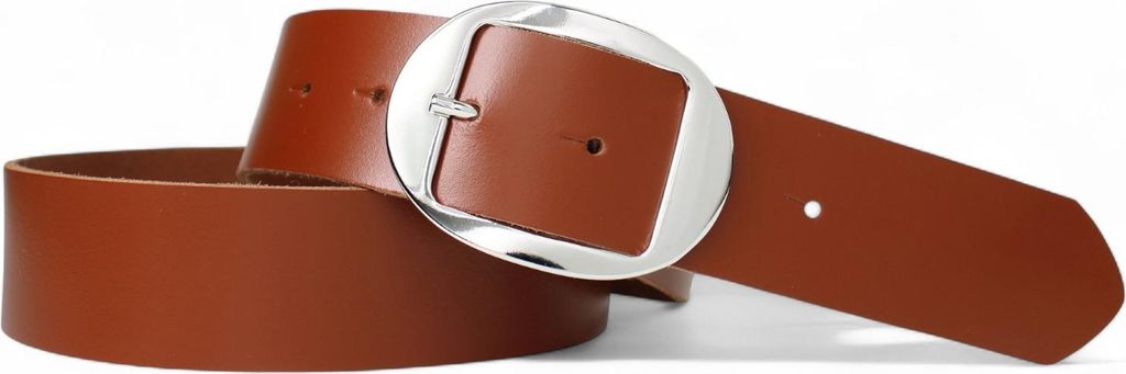 FRONHOFER Basic Damengürtel ca. 3,8 cm, ovale glänzende Gürtelschnalle in silber