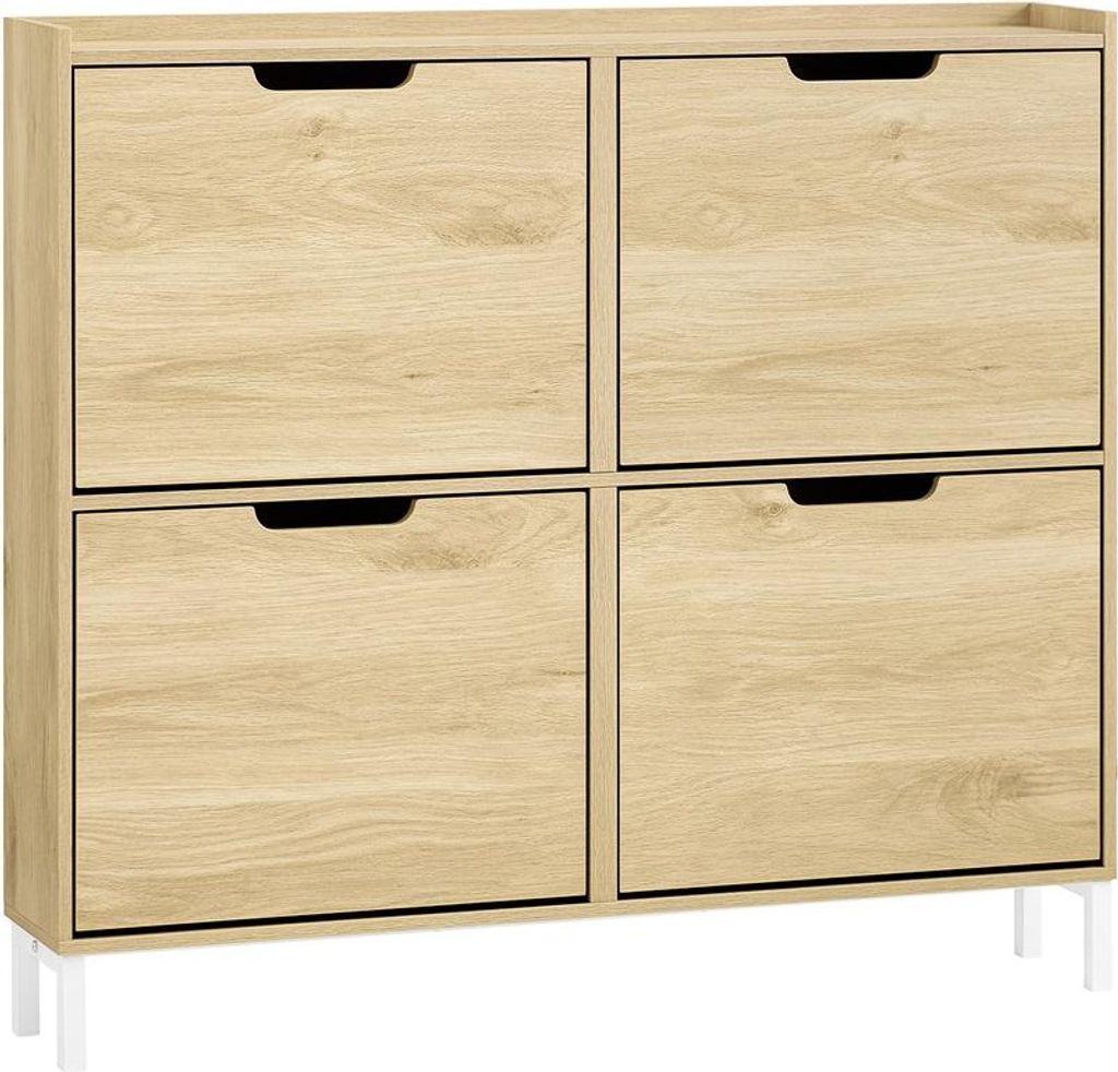 SoBuy Schuhschrank FSR100-N mit 4 Schubladen aus Naturholz im skandinavischen Design