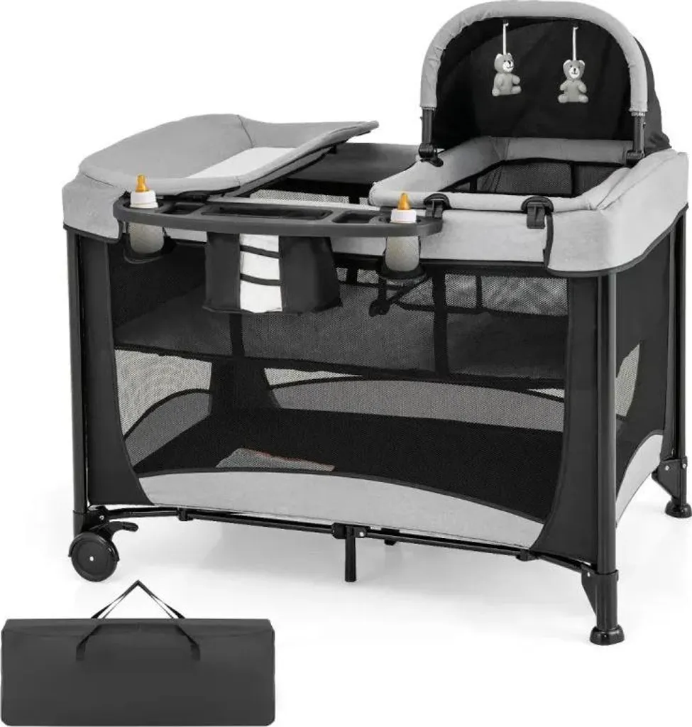 Lit bébé multifonctionnel 5 en 1 BC10250DE-DK réglable en hauteur noir