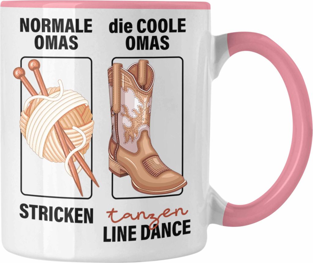 Trendation - Line Dance Oma Tasse Geschenk Normale Omas Stricken Socken Coole Omas Tanzen Line Dance (Rosa)