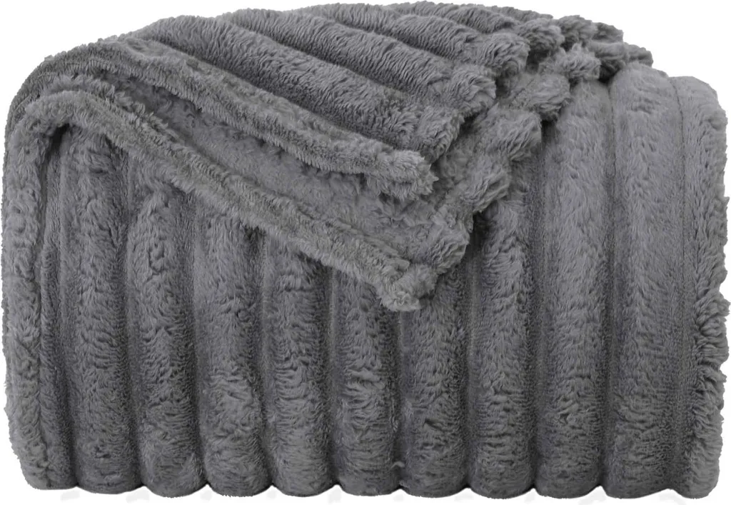 vidaXL Coperta grigio scuro 240 x 220 cm in pile - 4