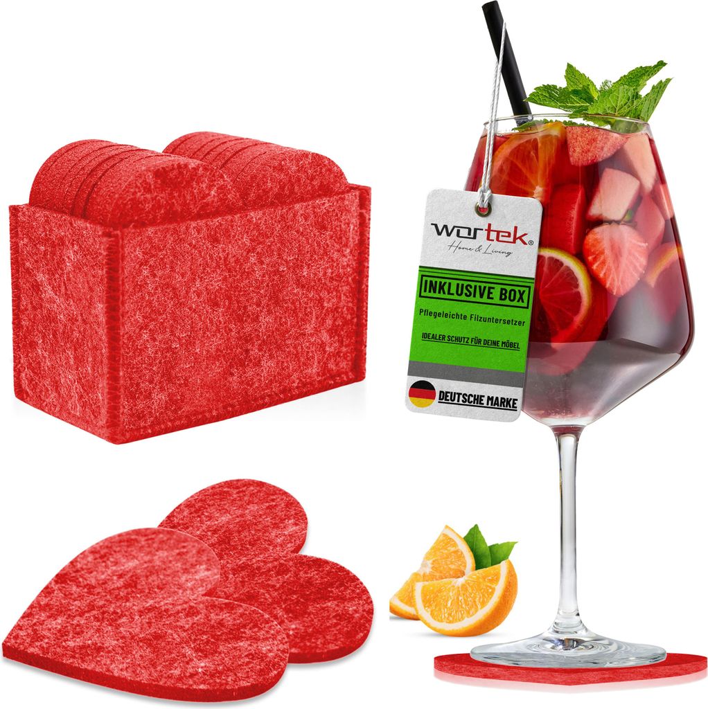wortek Filz Untersetzer - Deko Tischset + Aufbewahrungsbox Produktbild 