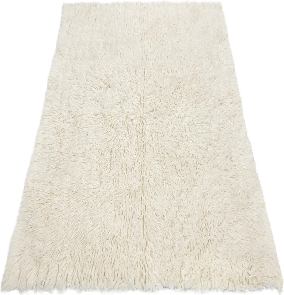 Couvre-lit Laine Flokati 70x160 cm - Plaid Artisanal Blanc Haute Qualité