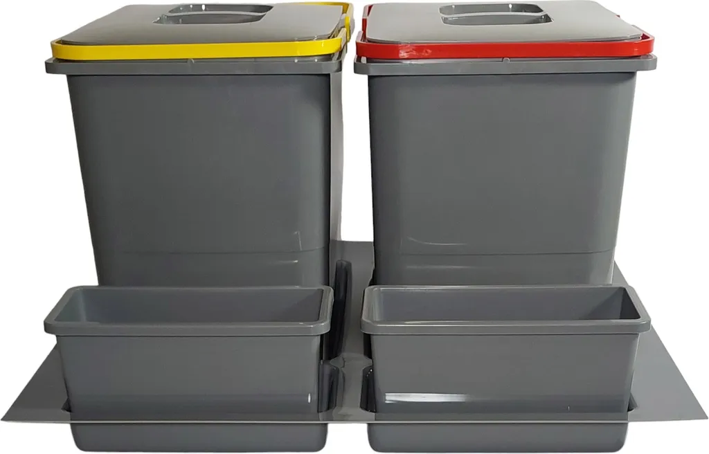 Système de tri des déchets 2 compartiments 60cm en polypropylène gris