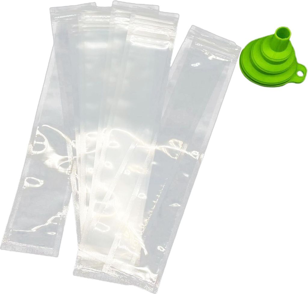 50 Stück Einweg-Eisbeutel mit Trichter, auslaufsicherem Reißverschluss, BPA-freie Gefrierröhrchen für Eis am Stiel, Joghurt, Saft, Smoothies