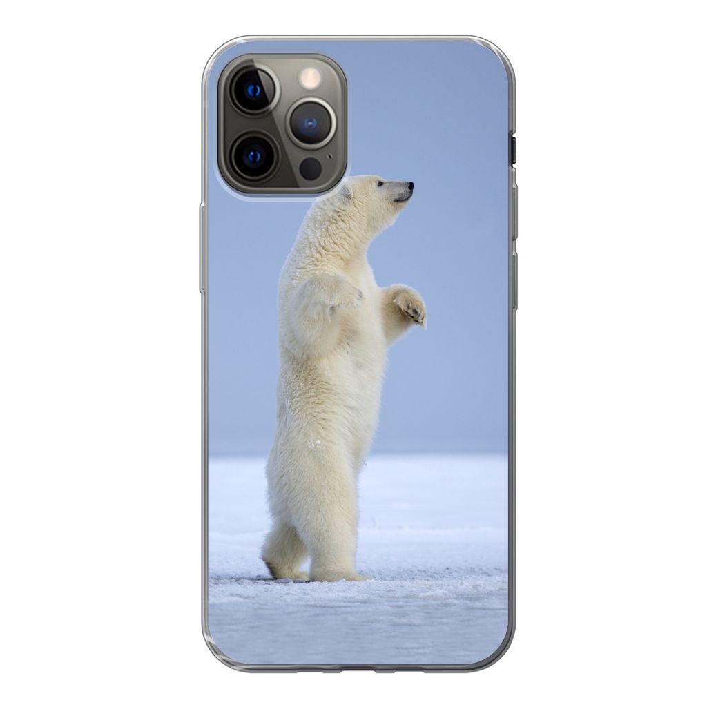 MuchoWow Handyhülle Schutzhülle Hülle für iPhone 13 Pro Eisbär - Lustig - Schnee - Kinder - Jungen - Mädchen - Kind Silikon Softcase Handy ...