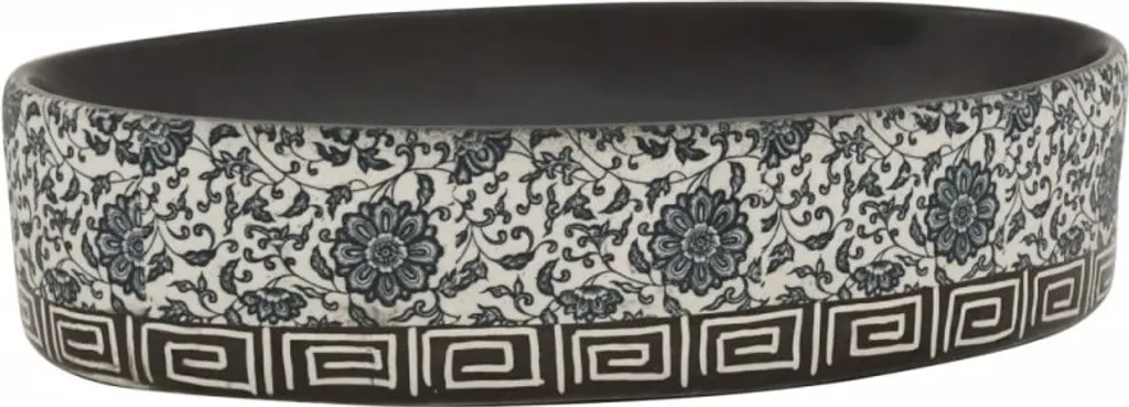 Vasque ovale bicolore noir et bleu 56,5 cm en céramique haute résistance