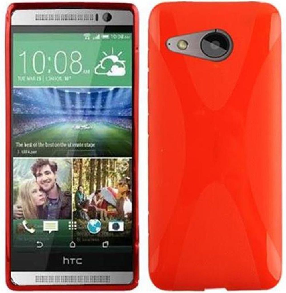 Cadorabo Handyhülle für HTC ONE M8 MINI in Rot Hülle Schutzhülle TPU Silikon Backcover Case