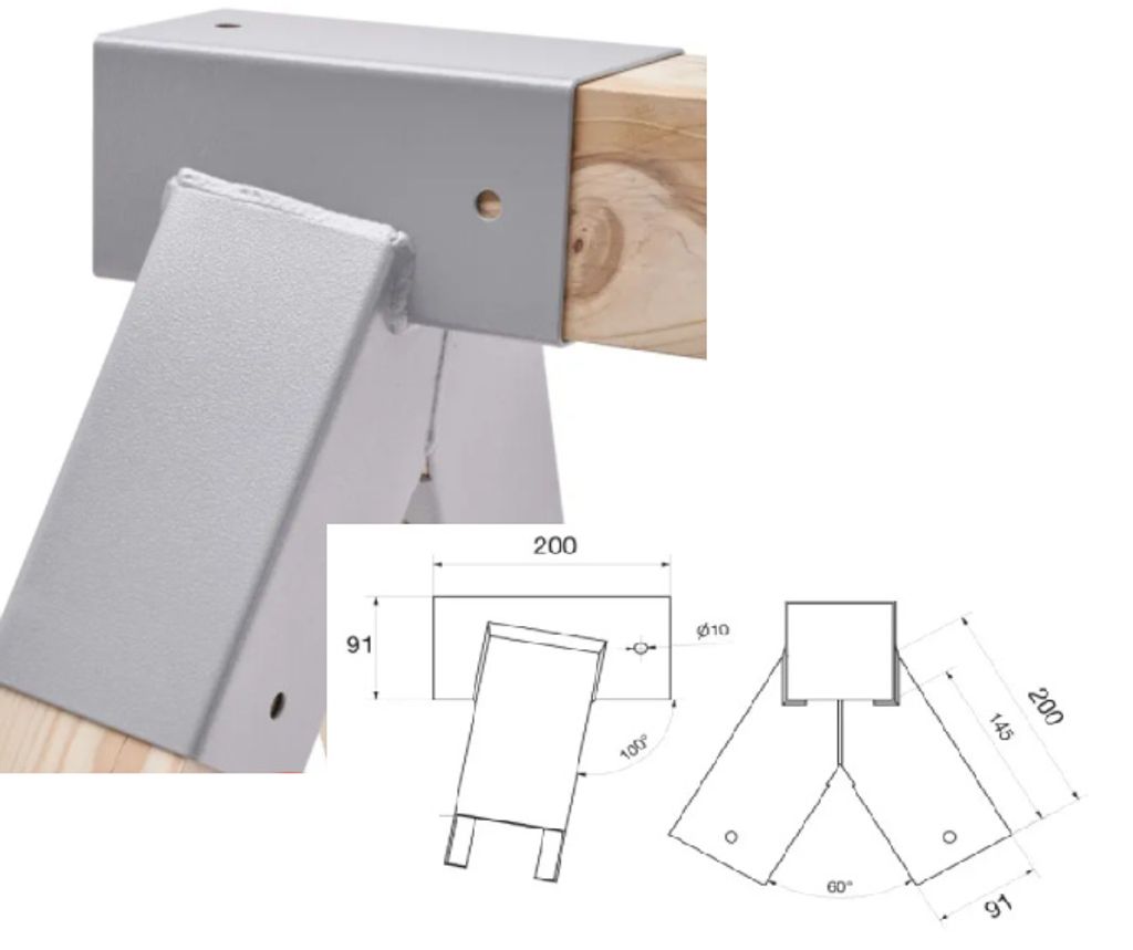 Wippchen-Shop Schaukelverbinder Kantholz 90/90mm, 100° Vierkantpfosten Rohrverbinder GRAU NEU