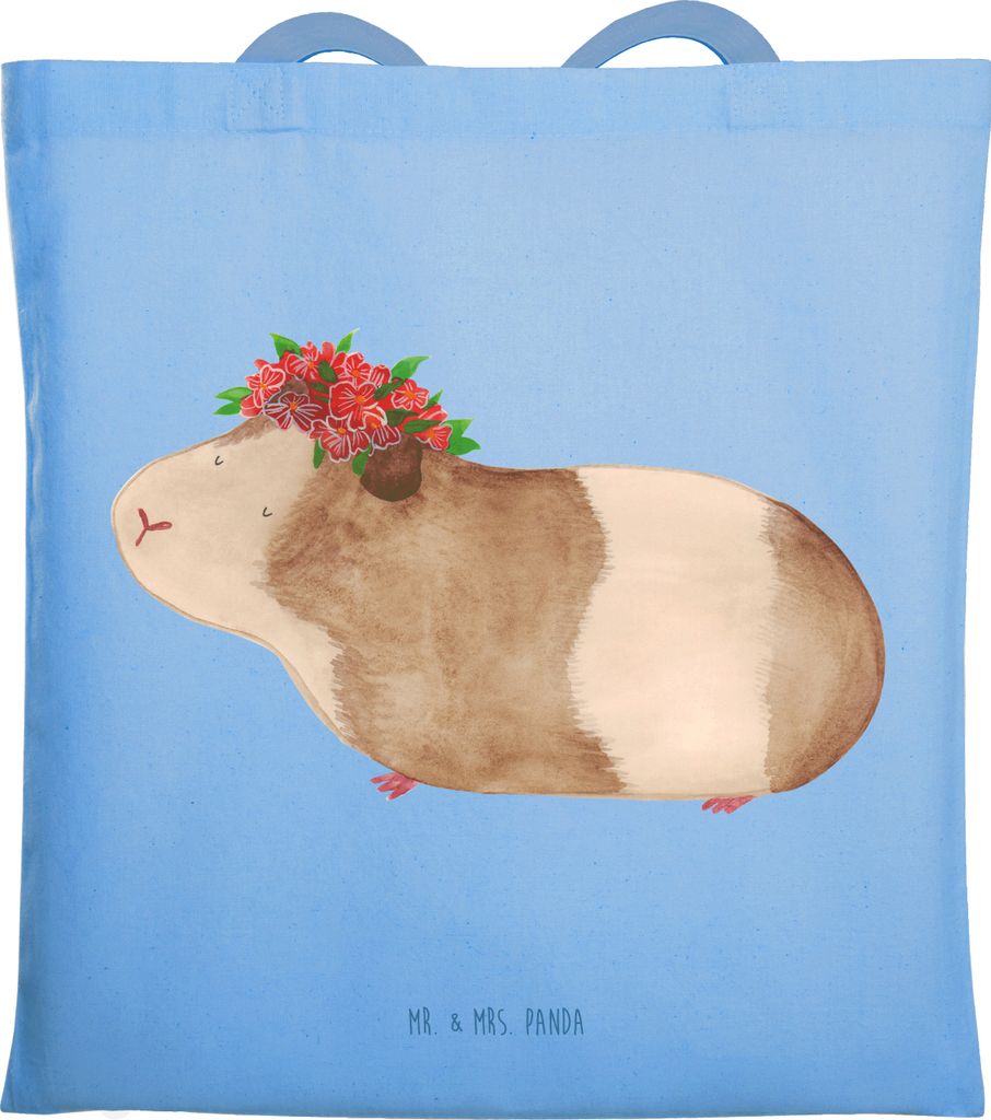 Mr. & Mrs. Panda totebag Meerschweinchen Weisheit - Sky Blue - Geschenk, Spruch, Schultasche, Beutel, Tote Bag, Lustige Sprüche, Motivation, Wunde...