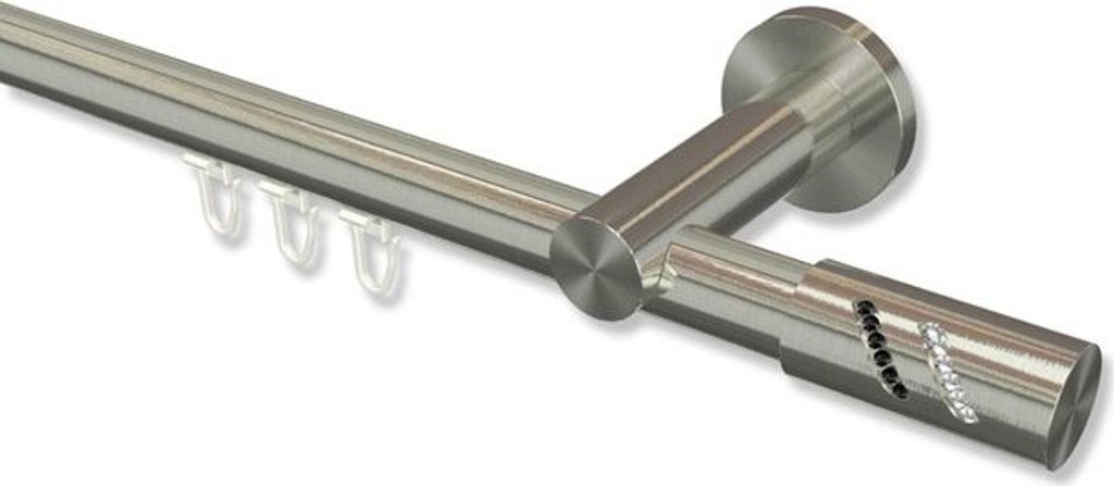 Interdeco Innenlaufstange, Gardinenstange mit Innenlauf Edelstahl-Optik Modell Platon Zoena, 20 mm Ø 1-läufig, 480 cm (geteilt)