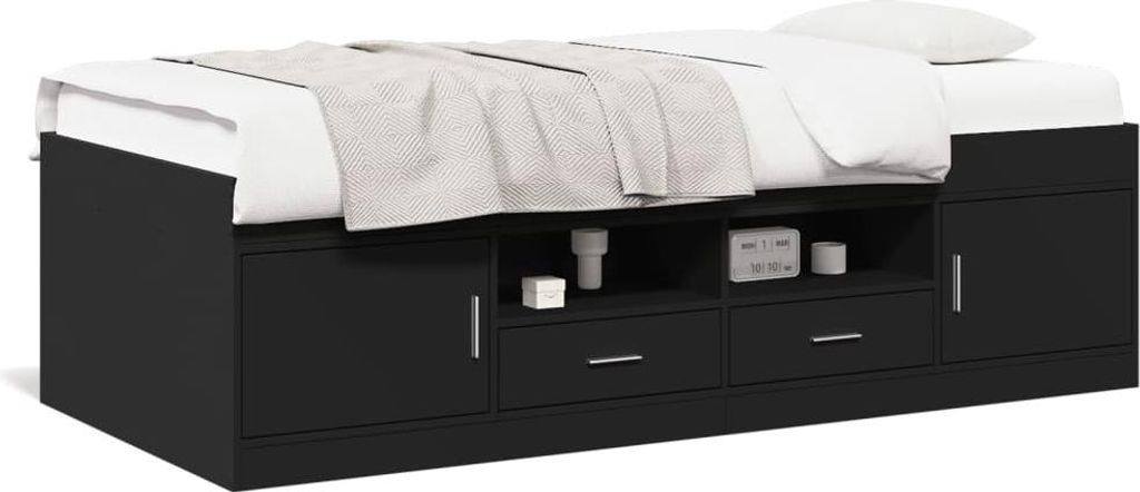 vidaXL Denní postel se zásuvkami bez matrace černá 100x200 Obrázek produktu 