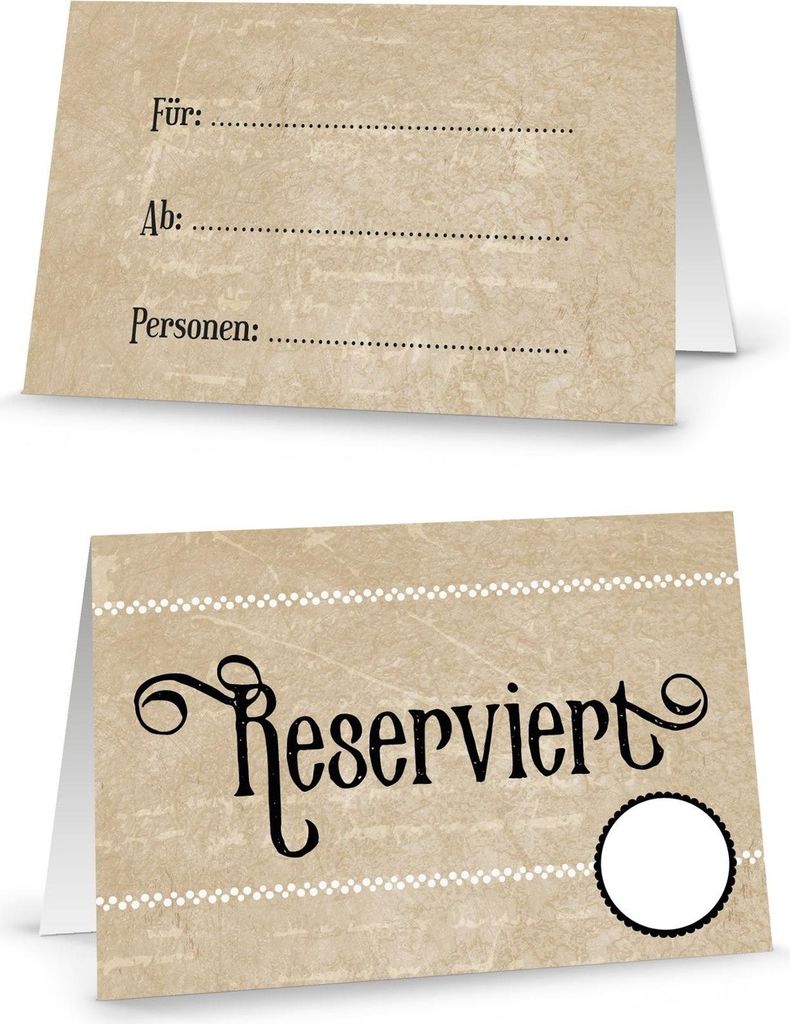 100 Stück Reserviert-Schilder creme-farbene neutrale Tischkarten Klappkarten braun-beige zum Hinstellen Tisch-Reservierung Hotel Restaurant - Gäs...