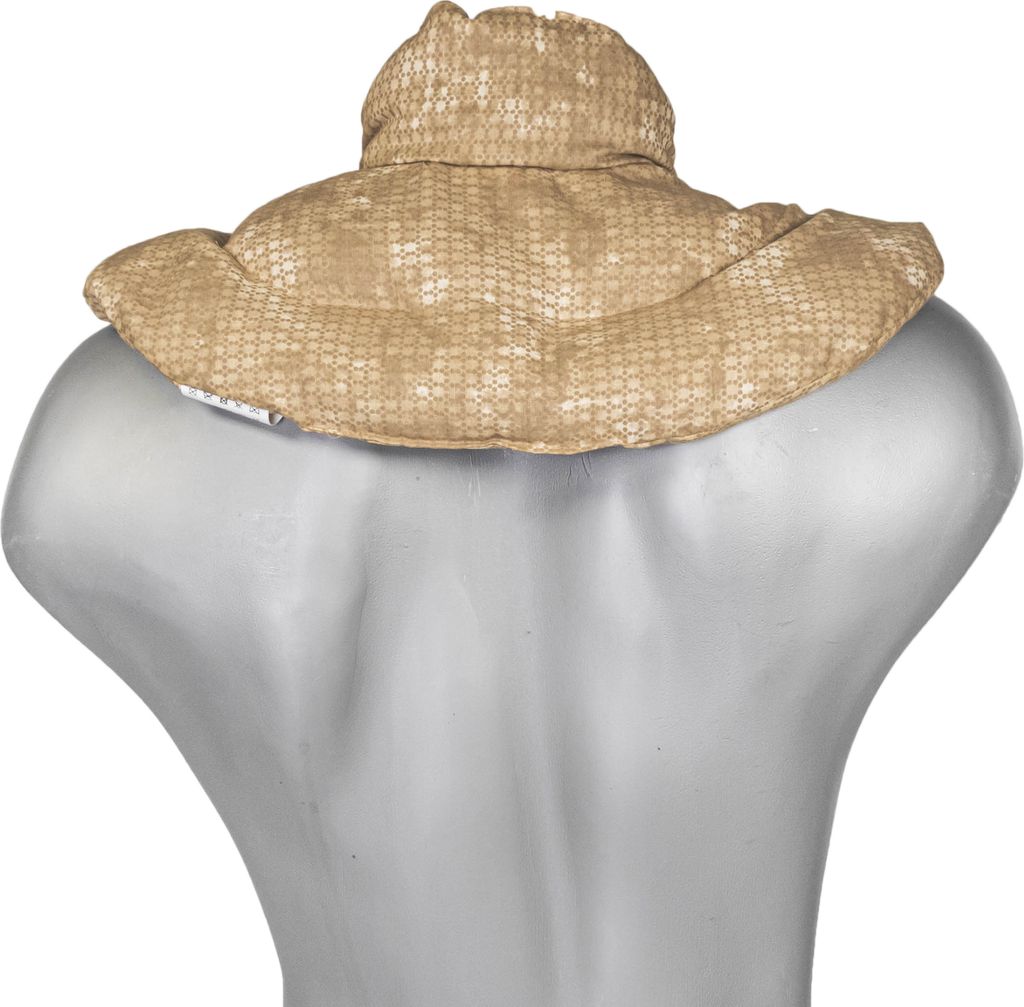 Nackenhörnchen mit Stehkragen batik-gold - Kirschkernkissen - Nackenkissen Wärmekissen - Ein sehr wohliger Nackenwärmer