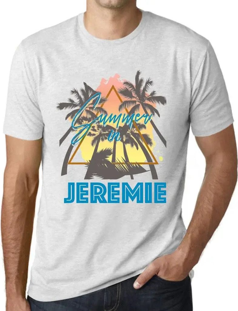 Herren Grafik T-Shirt Palme Sonnenschein Sommer in Jeremia – Palm, Sunshine, Summer In Jeremie – Öko-Verantwortlich Vintage Jahrgang Kurzarm L...