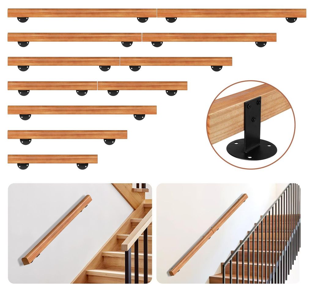 Poręcz ścienna drewniana (sosna), 180 cm, średnica 5 cm, Zdjęcie produktu 