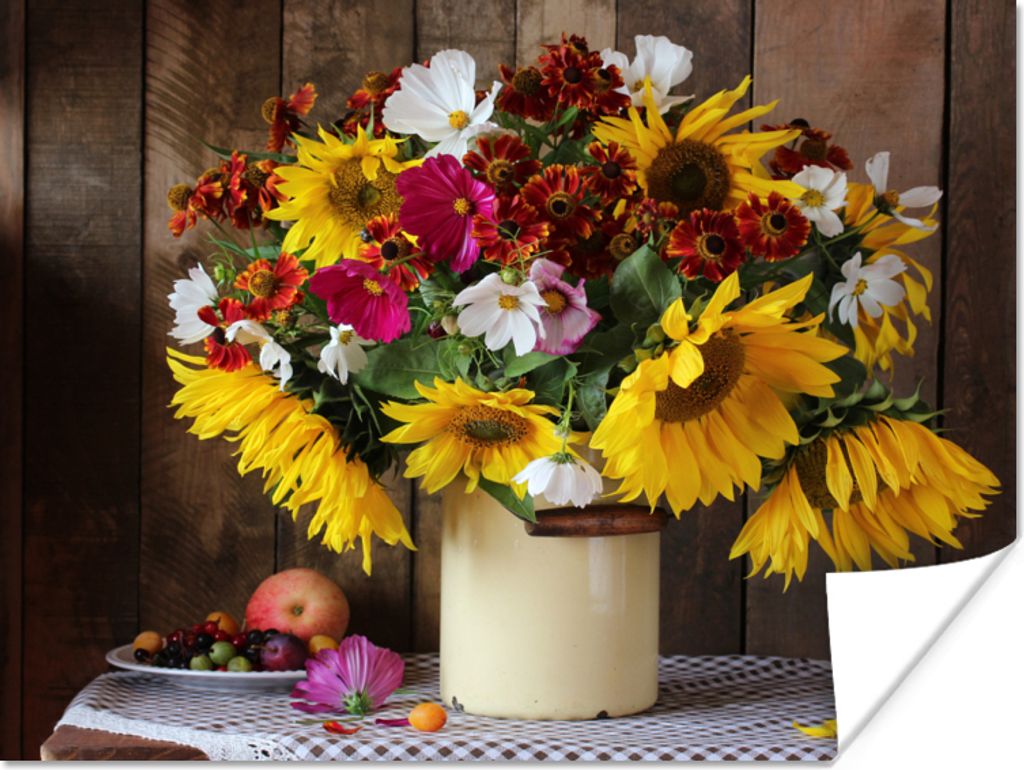 MuchoWow Poster Blumen - Farben - Stilleben 40x30 cm - Plakate für die Wände - Poster Wohnzimmer