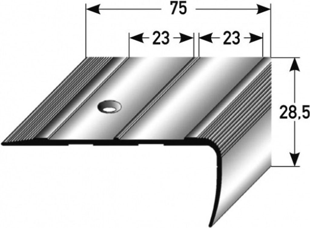 Treppenkante "Belpasso" / Kombiwinkel / Winkelprofil (Größe 28,5 mm x 75 mm) aus Aluminium eloxiert, gebohrt, von Auer Metall -bronze hell-2700
