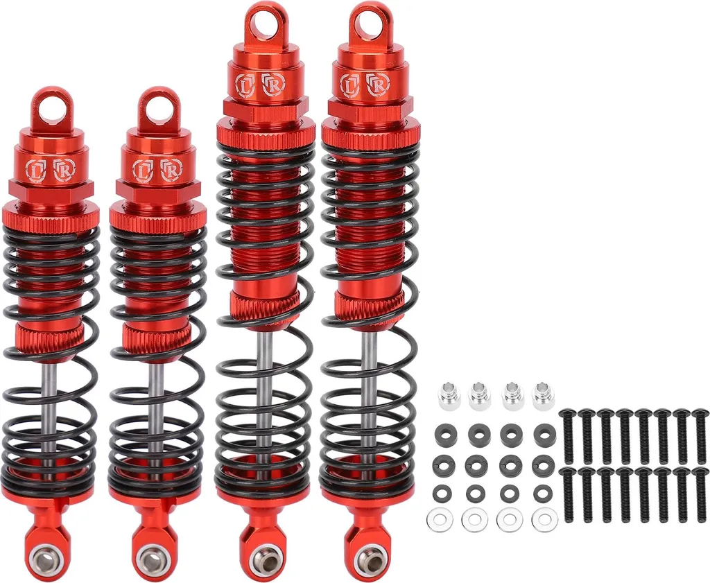 4 Amortisseurs Métal Avant et Arrière pour Traxxas Slash 1/10 Rouge