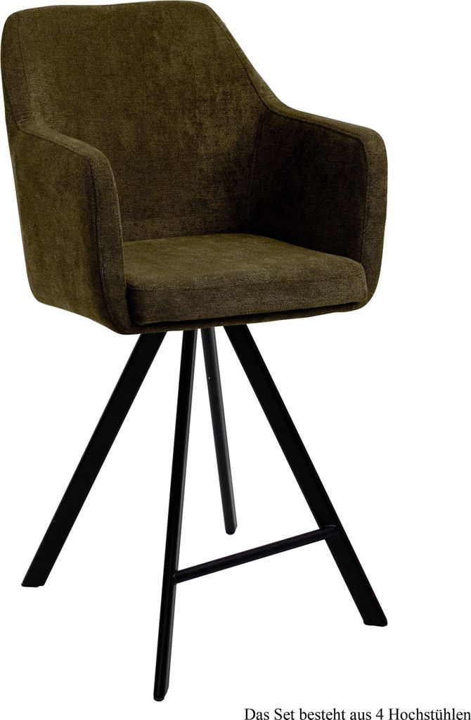Thekenstuhl (4er-Set) Delilah 57x104x60 Schwarz/Khaki