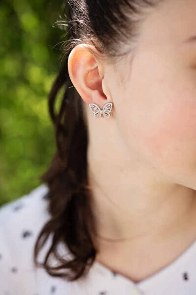 Eleganti Orecchini Farfalla Argento AGUP3094-W/P | Alta Gioielleria