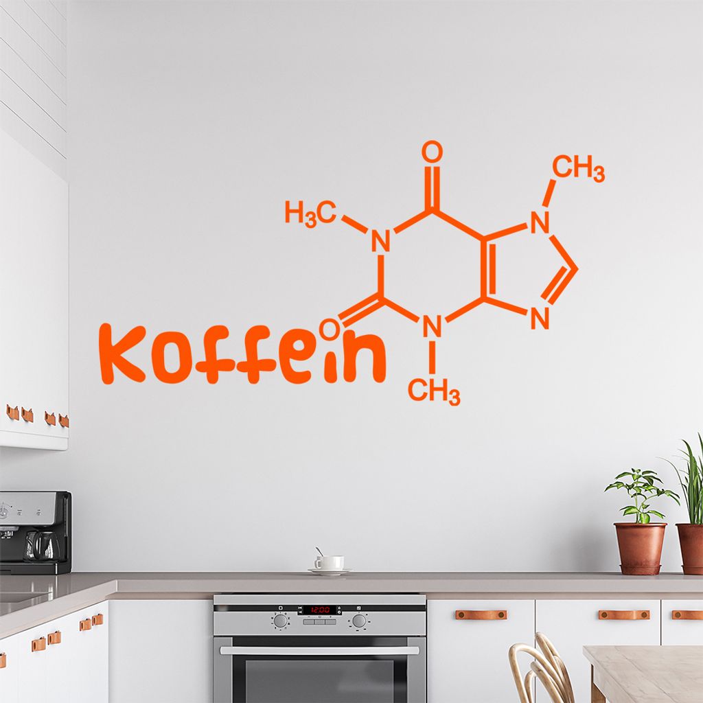 Koffein Formel Wandtattoo in 6 Größen - Wandaufkleber Wall Sticker - Dekoration, Küche, Wohnzimmer, Schlafzimmer, Badezimmer