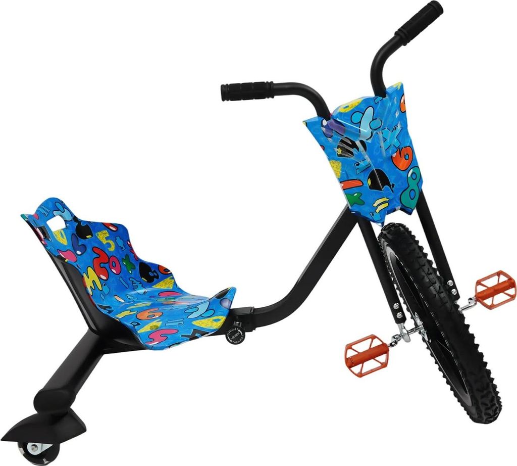 Kinder Drift Trike - Dreirad - 4 Gänge - Tragkraft 80 kg - Eisenrahmen mit PP Gummi Nylon Rädern - Für Outdoor Fahrspaß und Racing - Blau