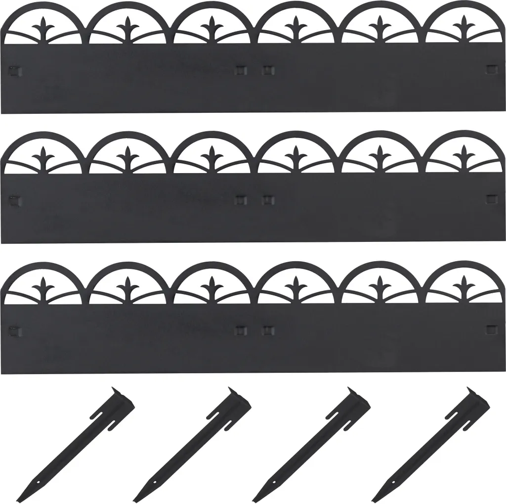 Relaxdays Bordure de plate-bande noire en métal - Clôture de jardin 10m