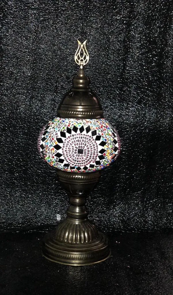 Lampe de Table Orientale Mosaïque - Veilleuse de Conte de Fées Multicolore
