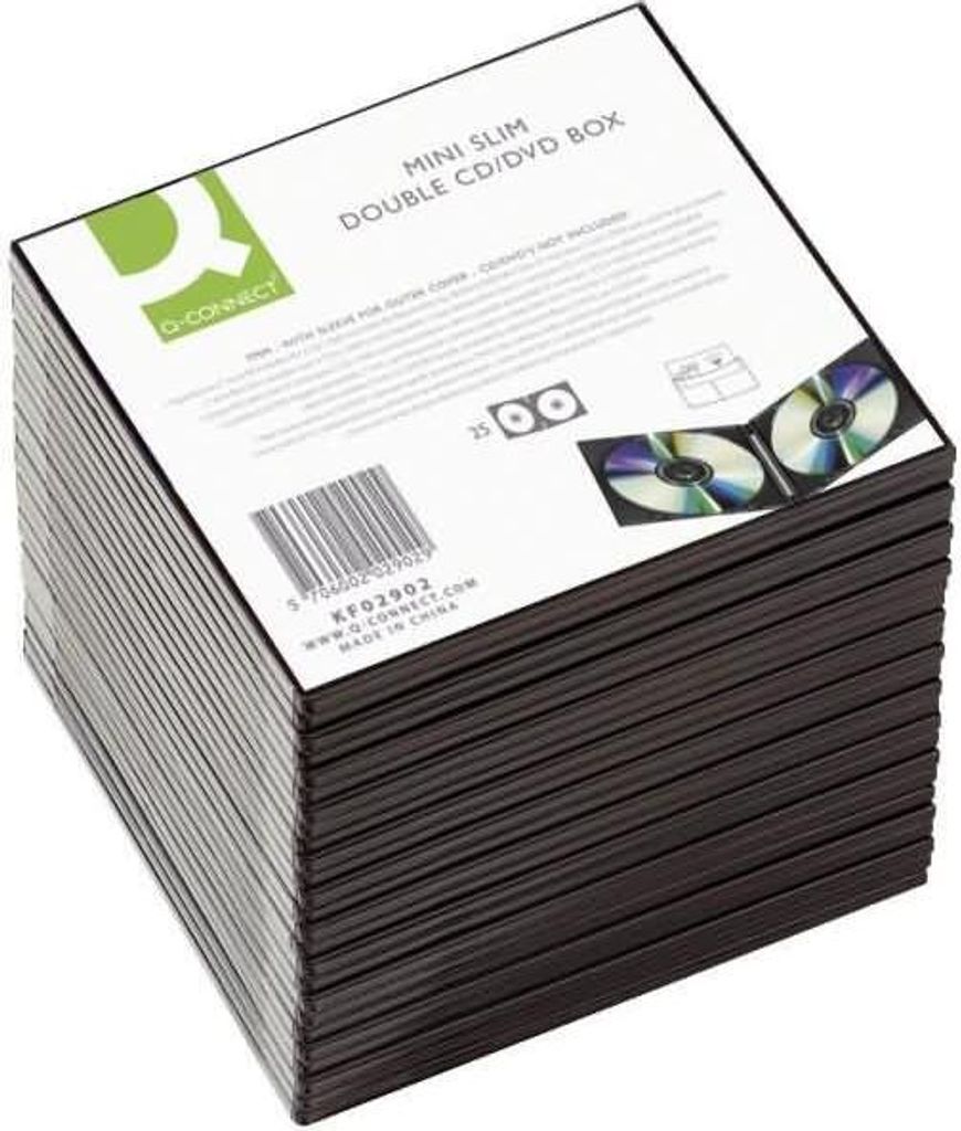 Q-Connect KF02209 CD-Boxen Standard - Hardbox für 1 CD/DVD, transparent/schwarz, Packung mit 10 Stück